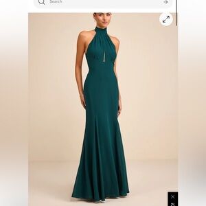 Lulu's Strapless Teal Evening Dress